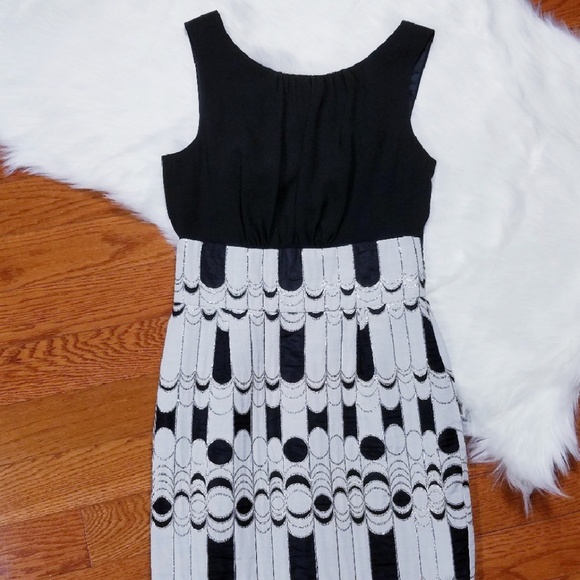 Empire Dress Black White Gold